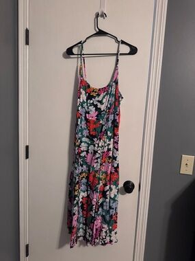 Old Navy Floral Spaghetti-Strap Maxi Dress in Black, Pink, Red & Green